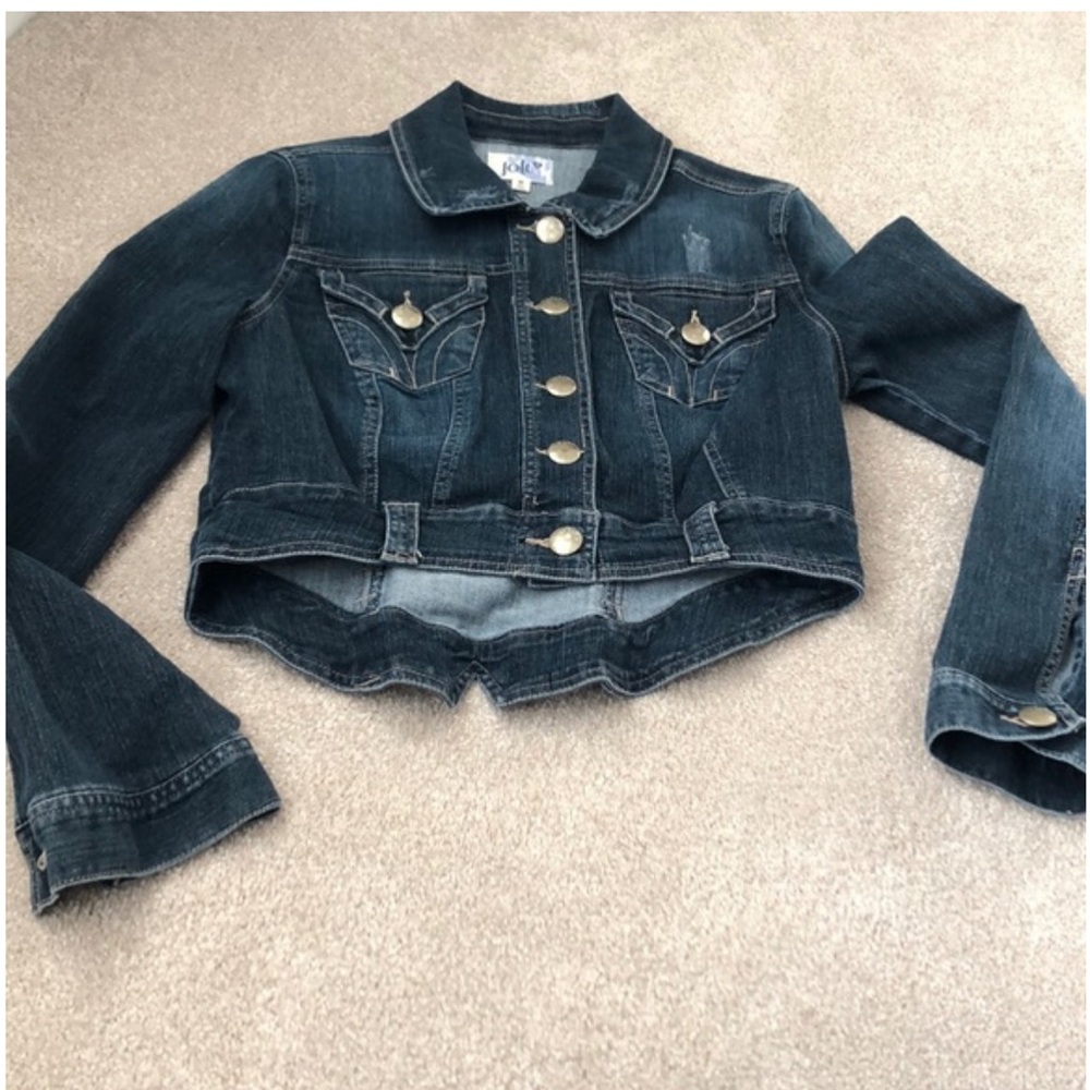 Jolt Dark Blue Cropped Jean Jacket